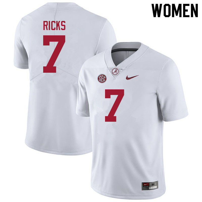 Women #7 Eli Ricks Alabama White Tide College Football Jerseys Sale-White